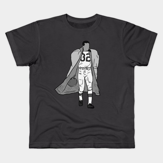 Jim Brown Iconic Walk-Off (Black and White) Kids T-Shirt by rattraptees